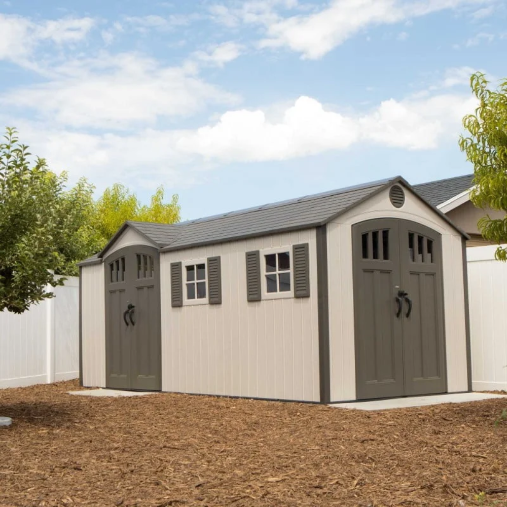 Lifetime 17.5×8 Dual Entry Plastic Shed Kit W/ Floor & Windows (60213)