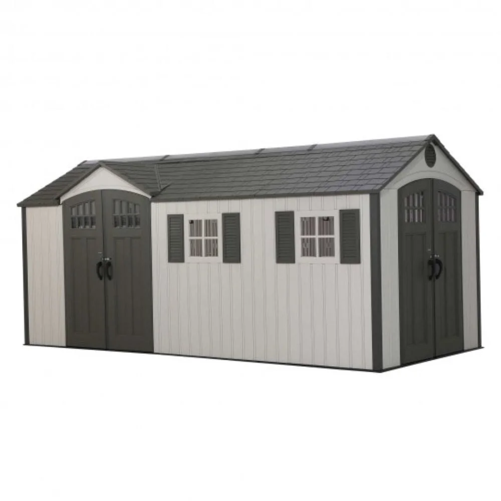 Lifetime 17.5×8 Dual Entry Plastic Shed Kit W/ Floor & Windows (60213)