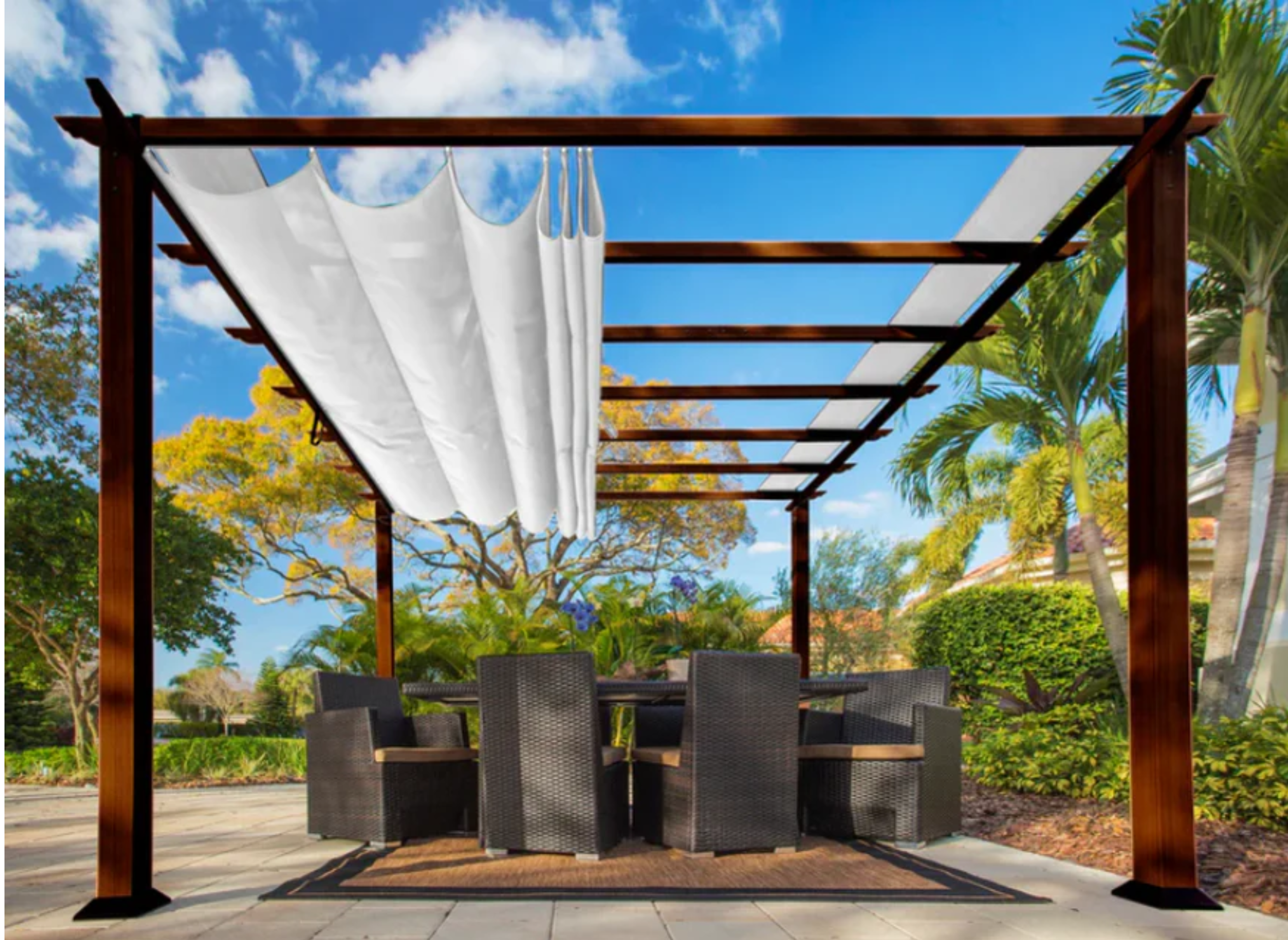 Paragon Outdoor Florence Aluminum Pergola Convertible Canopy Multiple Sizes