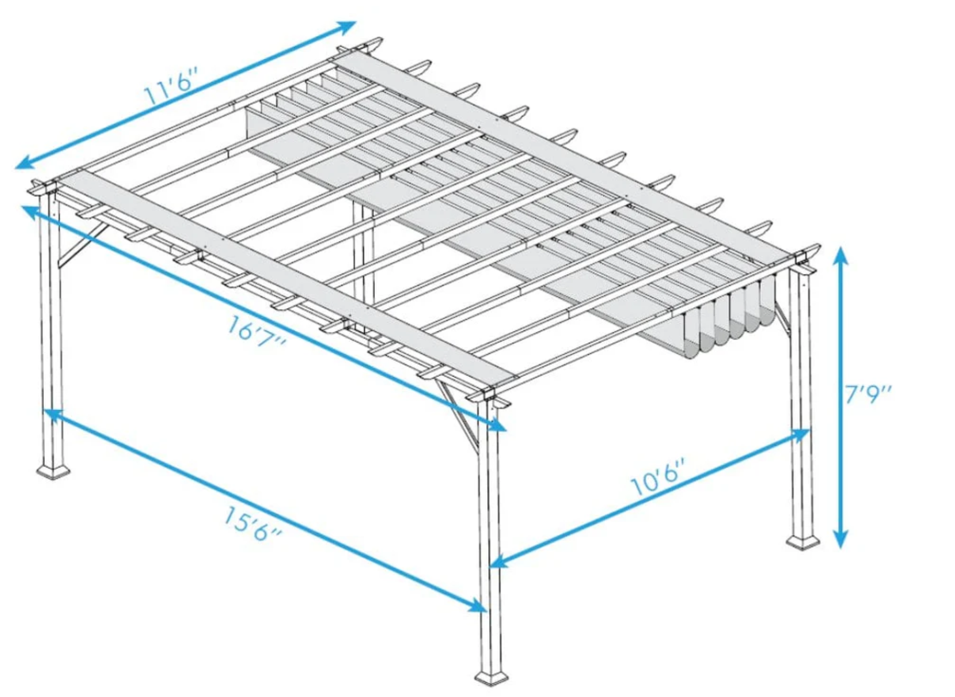 Paragon Outdoor Florence Aluminum Pergola Convertible Canopy Multiple Sizes