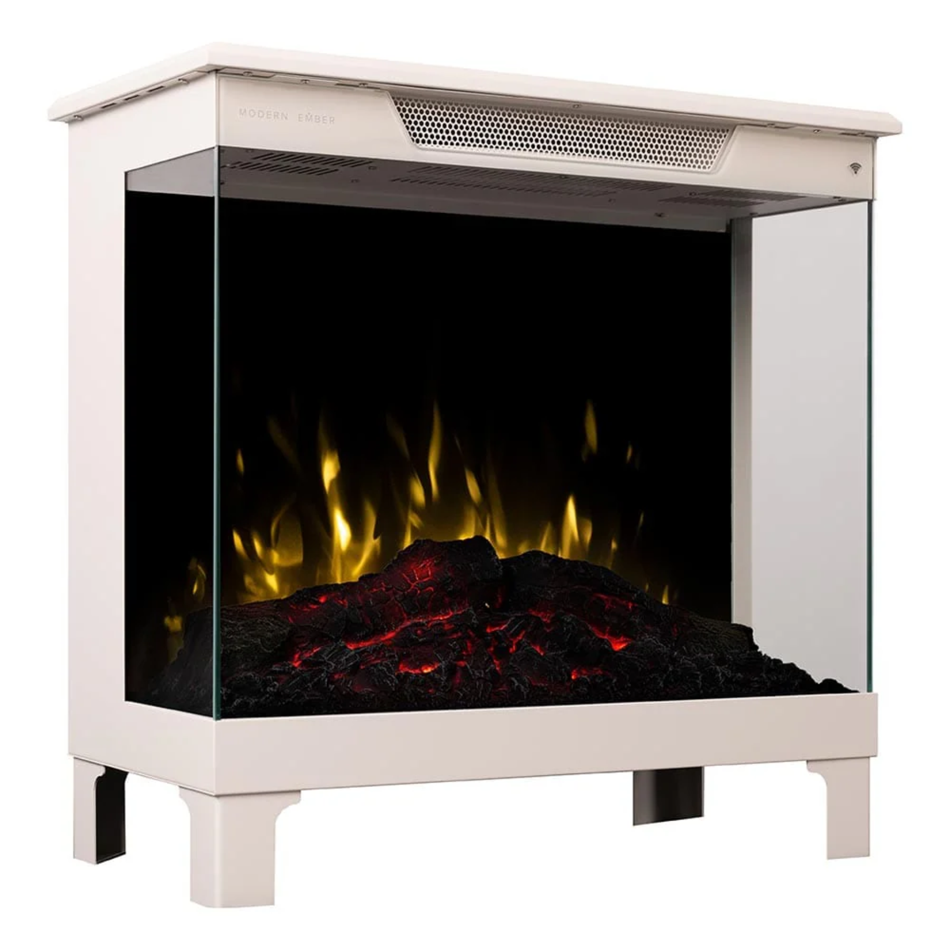 Modern Ember Smart 3-Sided Taupe Mist Electric Fireplace Stove Heater