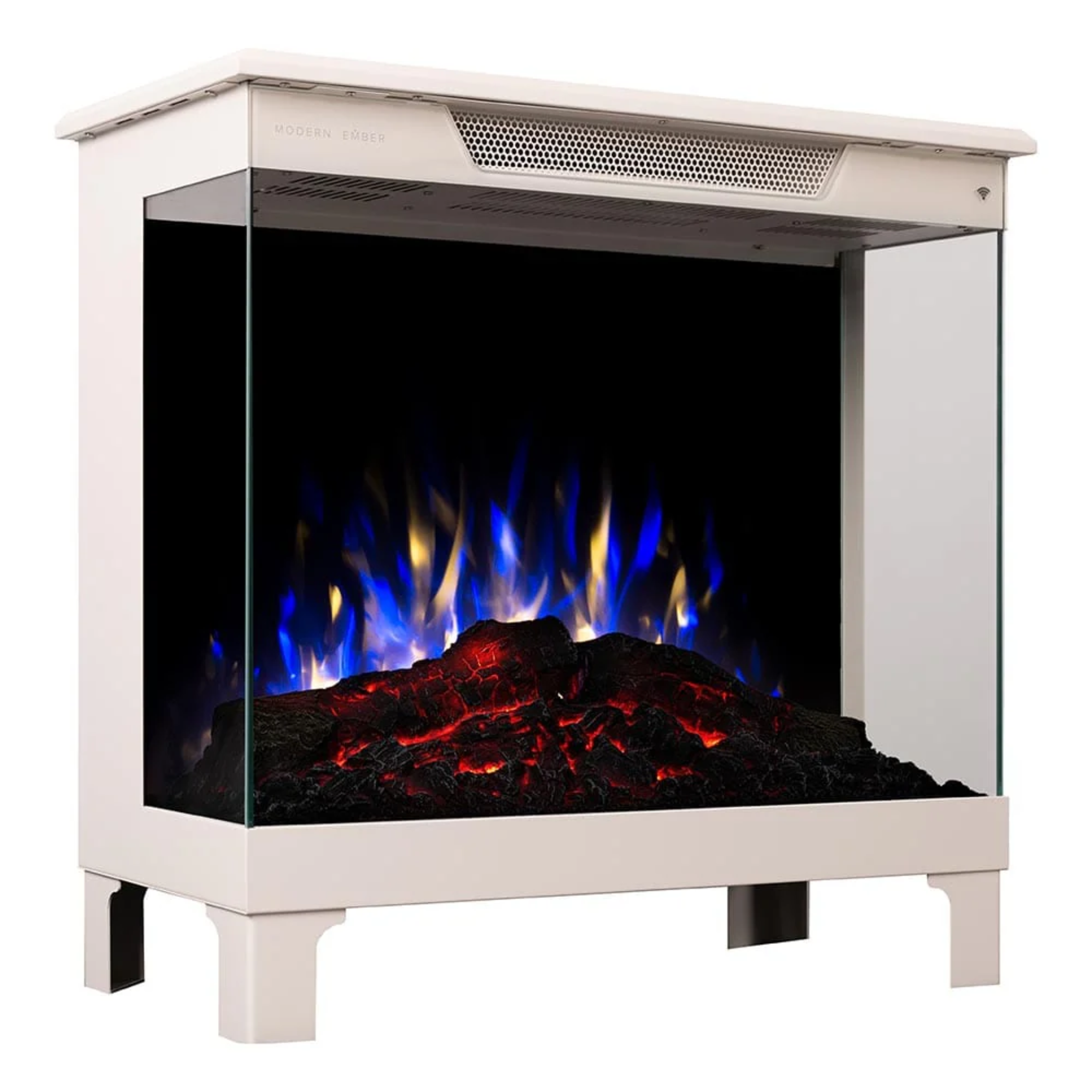 Modern Ember Smart 3-Sided Taupe Mist Electric Fireplace Stove Heater